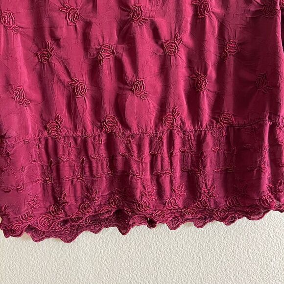 Johnny Was Lace Floral Semi Sheer Collar Button Front Top - Picture 8 of 9